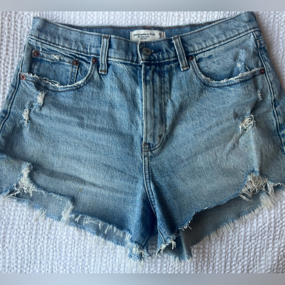 Abercrombie & Fitch Blue Jean Shorts Distressed
